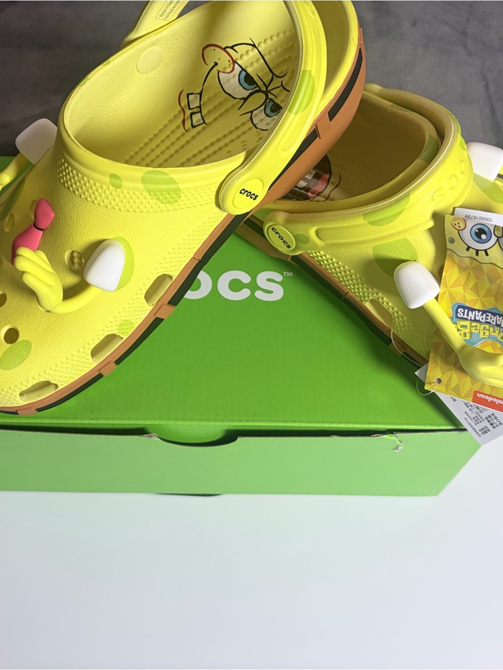 CROCS Women or Men’s Yellow SpongeBob Clog with Charm Accents